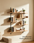 Wall-Mounted Floating Bookcase with Six Asymmetric Shelves
